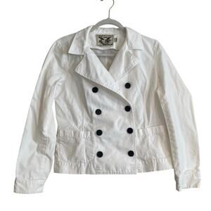American Living White Cotton Double Breasted Western Fitted Crop Jacket Medium